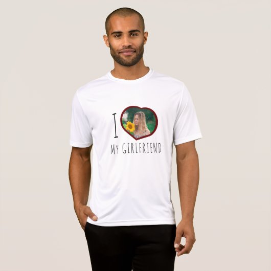 Ik hou van mijn vriendin aangepaste fotohart t-shirt (Voorkant volledig)