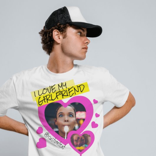 Ik hou van mijn Vriendin aangepaste fototekst y2k T-shirt