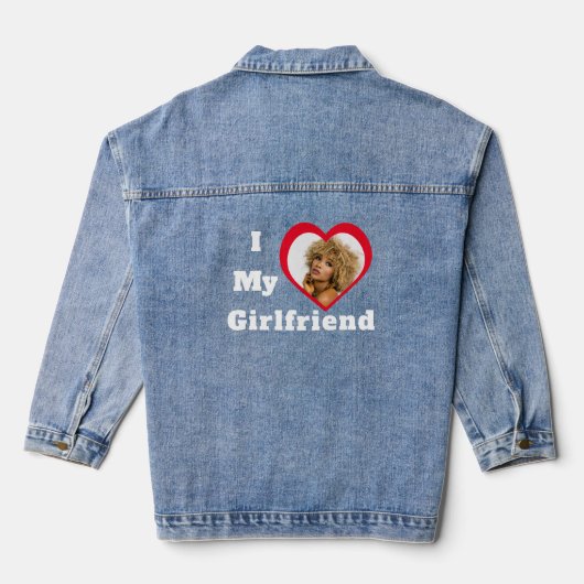 Ik hou van mijn Vriendin Bae Aangepaste Foto Denim Jacket (Achterkant)