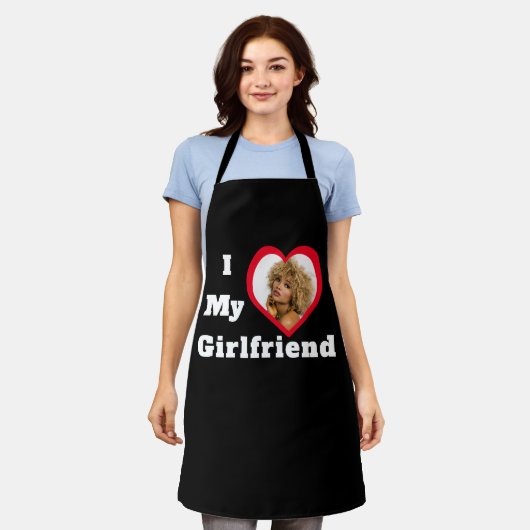 Ik hou van mijn Vriendin Bae Aangepaste Foto Schort (Gedragen)