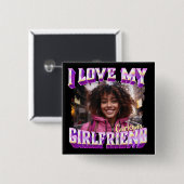 Ik hou van mijn Vriendin Bootleg Rapper Foto Vierkante Button 5,1 Cm (Voorkant /achterkant)