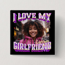 Ik hou van mijn Vriendin Bootleg Rapper Foto Vierkante Button 5,1 Cm