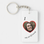 Ik hou van mijn Vriendin Boyvriend Custom Foto Tex Sleutelhanger (Voorkant)