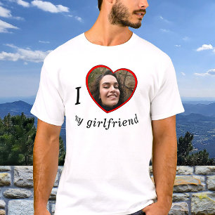 Ik hou van mijn Vriendin Boyvriend Custom Foto Tex T-shirt