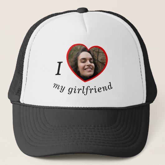 Ik hou van mijn Vriendin Boyvriend Custom Foto Tex Trucker Pet (Voorkant)