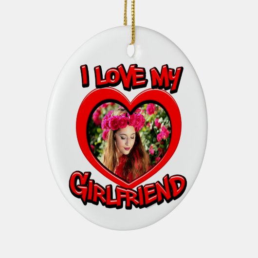 Ik hou van mijn Vriendin Bubble Red Heart Foto Keramisch Ornament (Rechts)