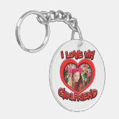 Ik hou van mijn Vriendin Bubble Red Heart Photo Ke Sleutelhanger (Voorkant Links)