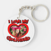 Ik hou van mijn Vriendin Bubble Red Heart Photo Ke Sleutelhanger (Achterkant)