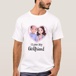 Ik hou van mijn Vriendin Cartoon minimalistische S T-shirt