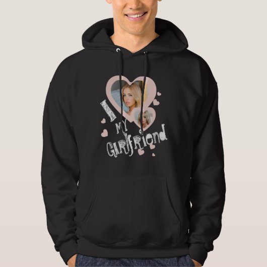 Ik hou van mijn Vriendin Chalkboard Doodles Black Hoodie (Voorkant)