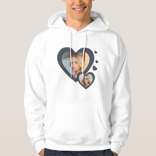 Ik hou van mijn Vriendin Charcoal foto voor en ach Hoodie (Voorkant)