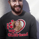 Ik hou van mijn Vriendin Custom Black Crewneck Trui<br><div class="desc">I Love My Vriendin Shirt - upload een foto voor binnenin het hart</div>