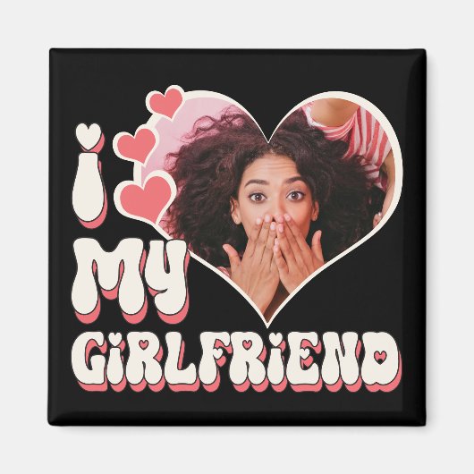 Ik hou van mijn Vriendin Custom Black Magneet (Voorkant)