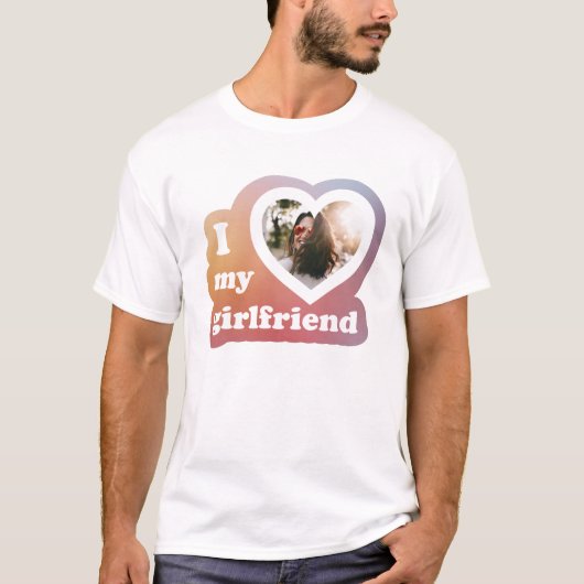 Ik hou van mijn Vriendin Custom Retro Valentijnse  T-shirt (Voorkant)