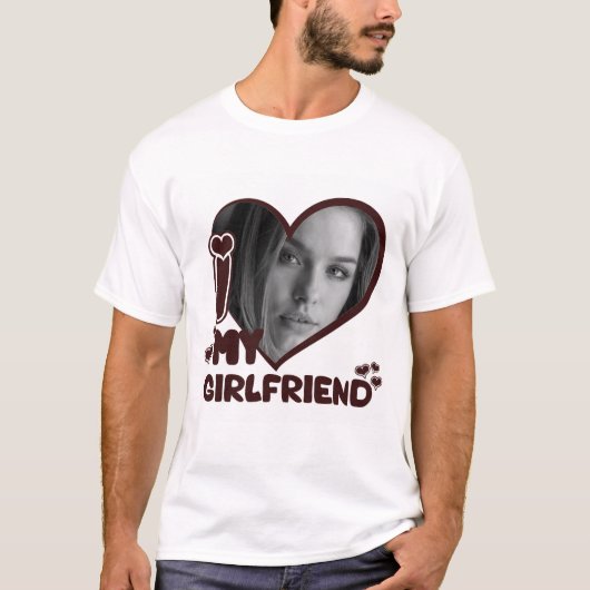 Ik hou van mijn Vriendin Cute Custom Photo Brown T-shirt (Voorkant)