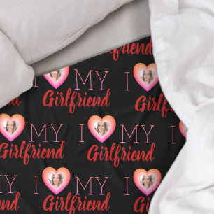 Ik hou van mijn Vriendin Foto Black Fleece Blanket Deken