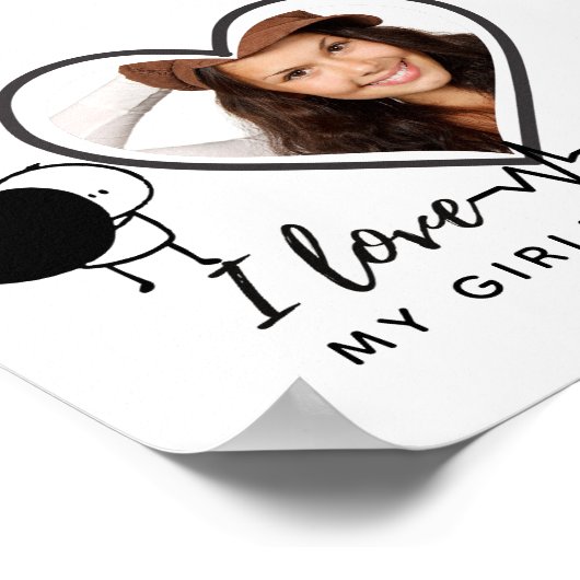 Ik hou van mijn vriendin FOTO Cadeau Persoonlijke  Poster (Hoek)