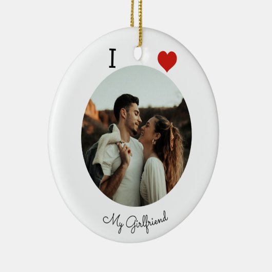 Ik hou van mijn vriendin foto gepersonaliseerd keramisch ornament (Rechts)