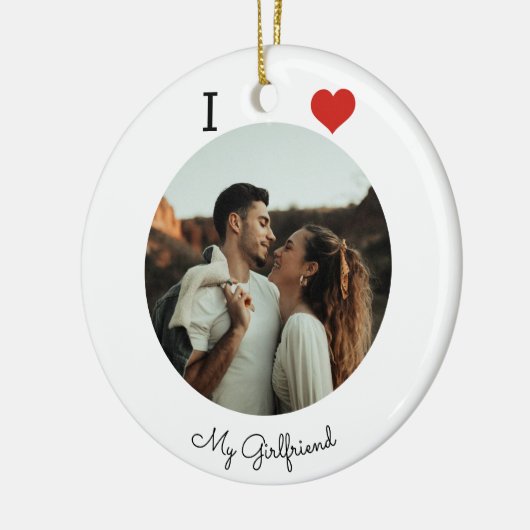 Ik hou van mijn vriendin foto gepersonaliseerd keramisch ornament (Links)