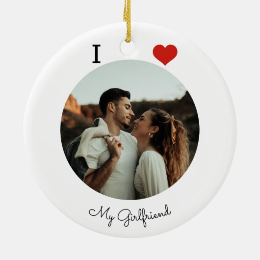 Ik hou van mijn vriendin foto gepersonaliseerd keramisch ornament (Achterkant)