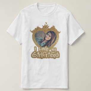 Ik hou van mijn Vriendin foto gouden hart lijst T-shirt