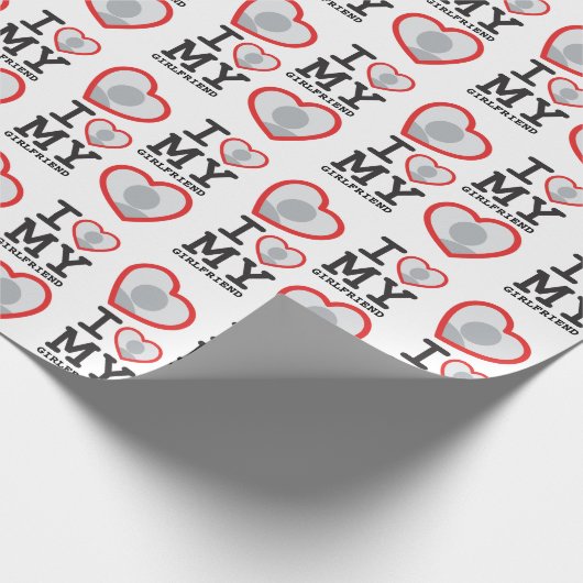 Ik hou van mijn vriendin foto harten cadeaupapier (Hoek)