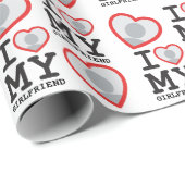 Ik hou van mijn vriendin foto harten cadeaupapier (Rol Hoek)