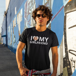 Ik hou van mijn Vriendin Foto Heart Funny Boyvrien T-shirt