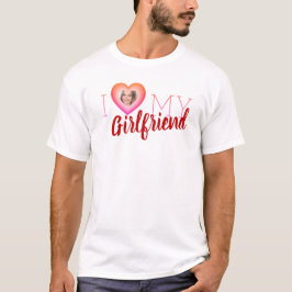 Ik hou van mijn Vriendin Foto Heart White Mannen S T-shirt