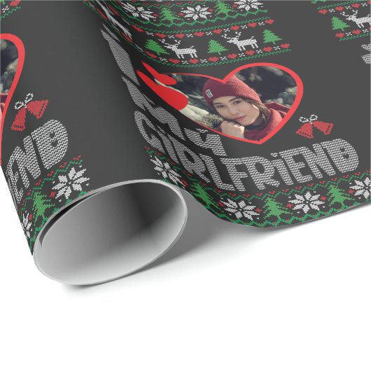 Ik hou van mijn Vriendin Foto met lomp en kerst Cadeaupapier (Rol Hoek)