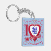 Ik hou van mijn Vriendin Foto Red Baby Blue Sleutelhanger (Voorkant Links)