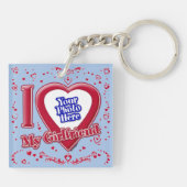 Ik hou van mijn Vriendin Foto Red Baby Blue Sleutelhanger (Achterkant)