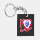 Ik hou van mijn Vriendin Foto Red Heart Black Sleutelhanger (Voorkant Links)