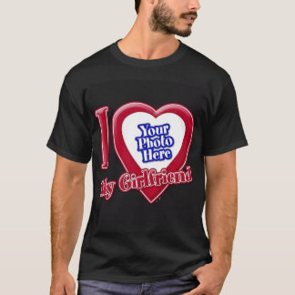 Ik hou van mijn Vriendin Foto Red Heart Black T-shirt