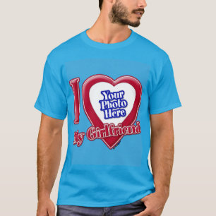 Ik hou van mijn Vriendin Foto Red Heart Blauwgroen T-shirt