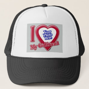 Ik hou van mijn Vriendin Foto Red Heart Gray Truck Trucker Pet