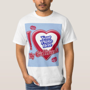 Ik hou van mijn Vriendin Foto Red Heart Kiss Baby T-shirt