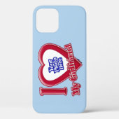 Ik hou van mijn Vriendin Foto Red Heart Light Blue Case-Mate iPhone Case (Achterkant)