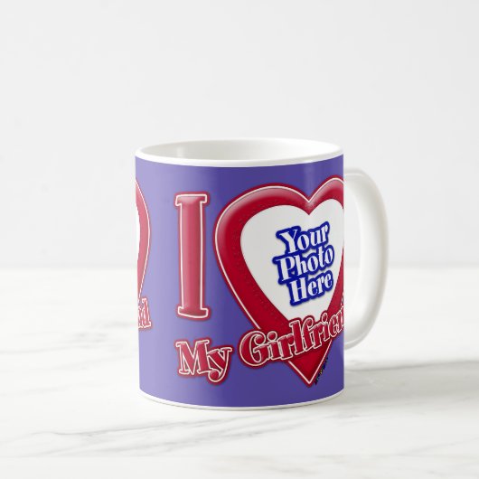 Ik hou van mijn Vriendin Foto Red Heart Paars Koffiemok (Voorkant rechts)