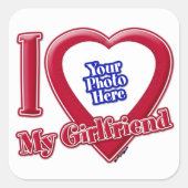 Ik hou van mijn Vriendin Foto Red Heart Vierkante Sticker (Voorkant)