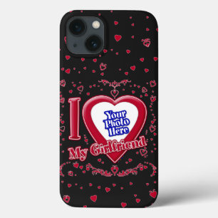 Ik hou van mijn Vriendin Foto Red Hearts Black Case-Mate iPhone Case