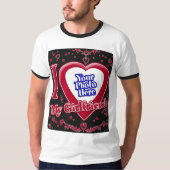 Ik hou van mijn Vriendin Foto Red Hearts Black T-shirt (Voorkant)