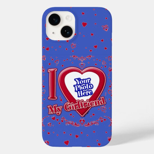 Ik hou van mijn Vriendin Foto Red Hearts Deep Roya Case-Mate iPhone Case (Achterkant)