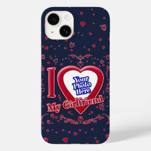Ik hou van mijn Vriendin foto Red Hearts Navy Case-Mate iPhone 14 Hoesje