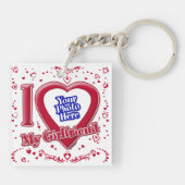 Ik hou van mijn Vriendin Foto Red Hearts Sleutelhanger (Achterkant)