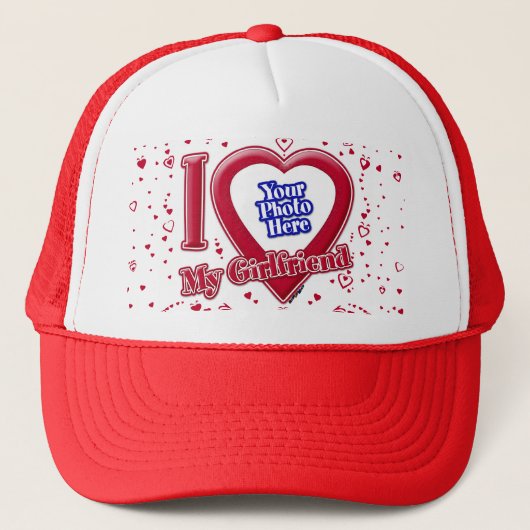 Ik hou van mijn Vriendin Foto Red Hearts Trucker Pet (Voorkant)