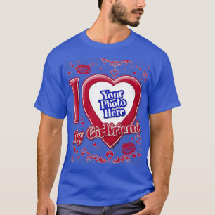 Ik hou van mijn Vriendin foto rode harten kus diep T-shirt