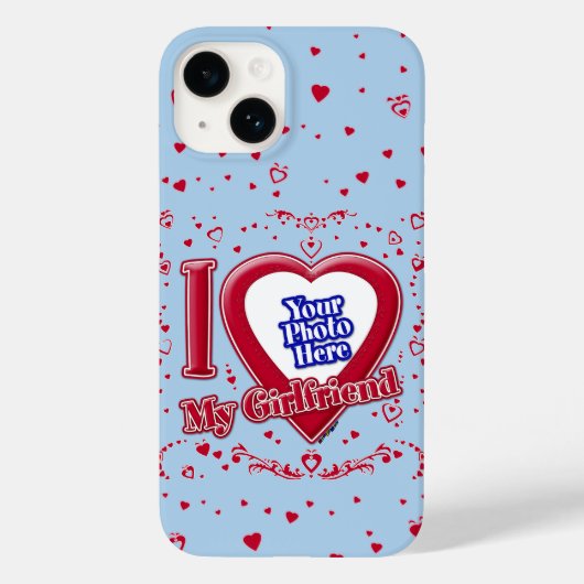 Ik hou van mijn Vriendin foto rode harten lichtbla Case-Mate iPhone Case (Achterkant)