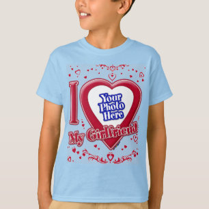 Ik hou van mijn Vriendin foto rode harten lichtbla T-shirt