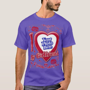 Ik hou van mijn Vriendin foto rode harten Paarse T-shirt